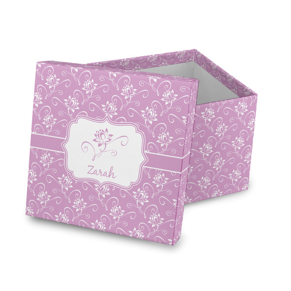 Custom Lotus Flowers Gift Box with Lid - Canvas Wrapped (Personalized)