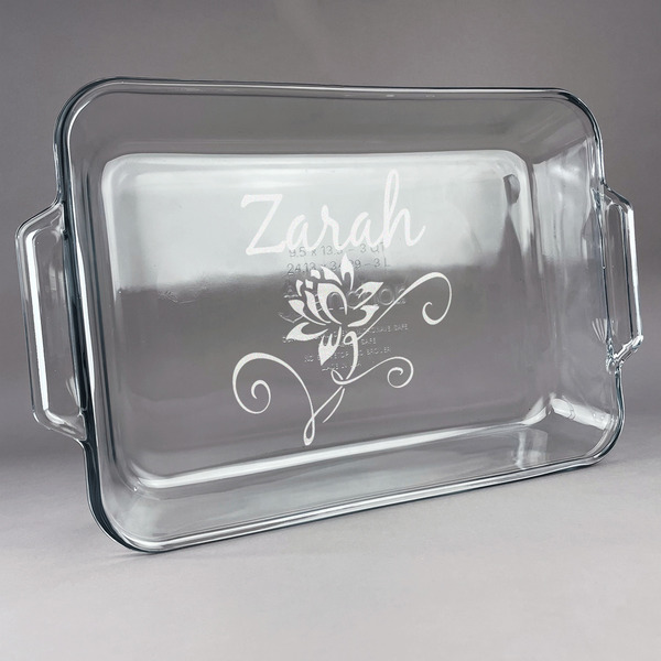 Custom Lotus Flowers Glass Baking and Cake Dish (Personalized)