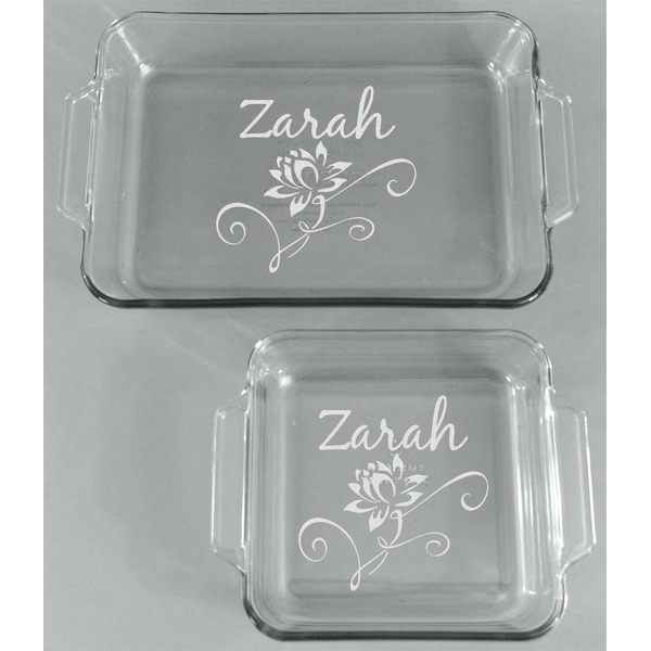 Lotus Flowers Glass Baking Dish Set - FRONT