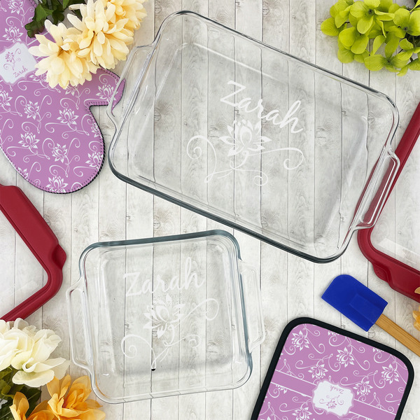 Lotus Flowers Glass Baking Dish Set - LIFESTYLE