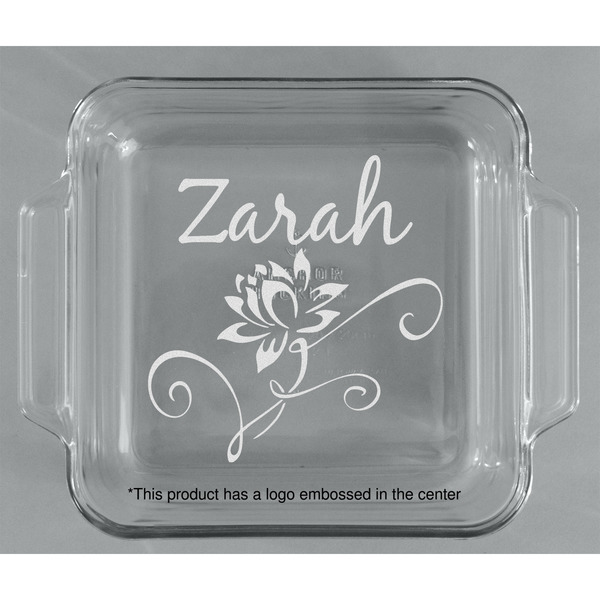 Lotus Flowers Glass Cake Dish - APPROVAL (8x8)