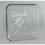 Lotus Flowers Glass Cake Dish - 8in x 8in (Personalized)