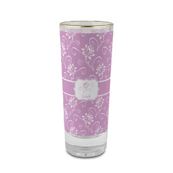 Lotus Flowers 2 oz Shot Glass -  Glass with Gold Rim - Single (Personalized)