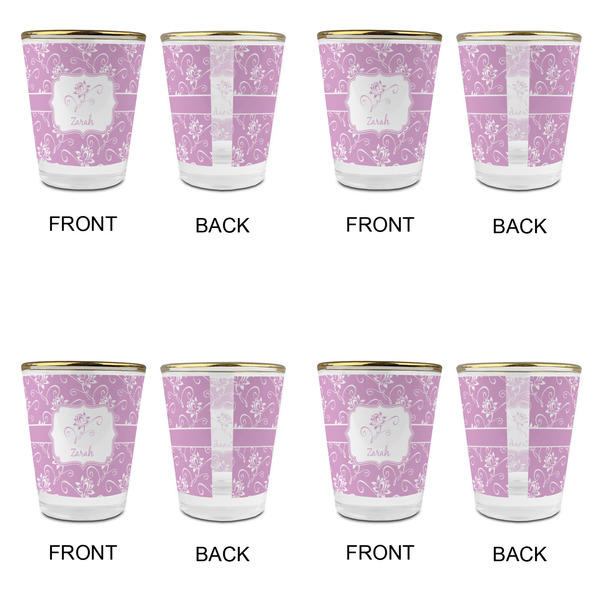 Lotus Flowers Glass Shot Glass - with gold rim - Set of 4 - APPROVAL