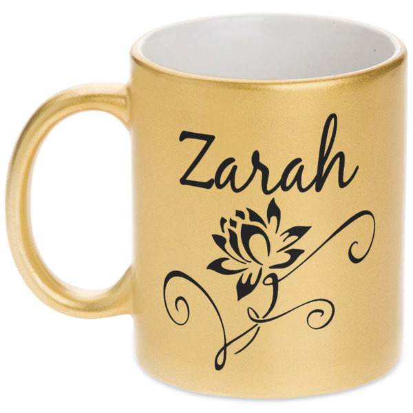 Custom Lotus Flowers Metallic Mug (Personalized)