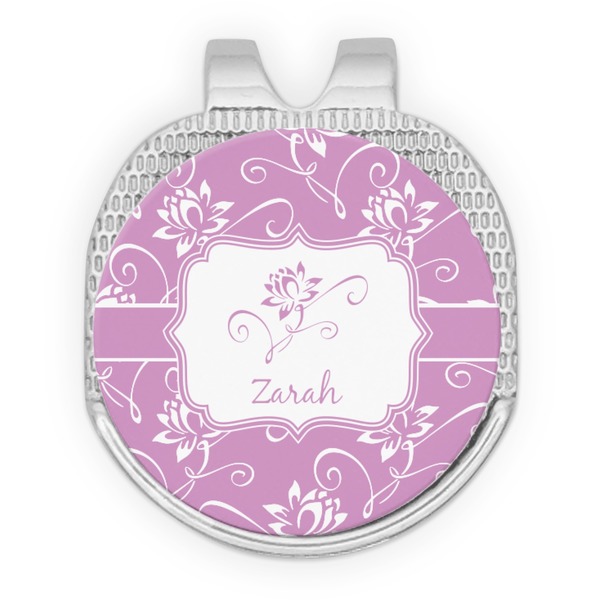 Custom Lotus Flowers Golf Ball Marker - Hat Clip - Silver