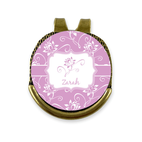Custom Lotus Flowers Golf Ball Marker - Hat Clip - Gold
