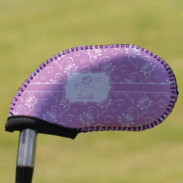 Custom Lotus Flowers Golf Club Iron Cover (Personalized)