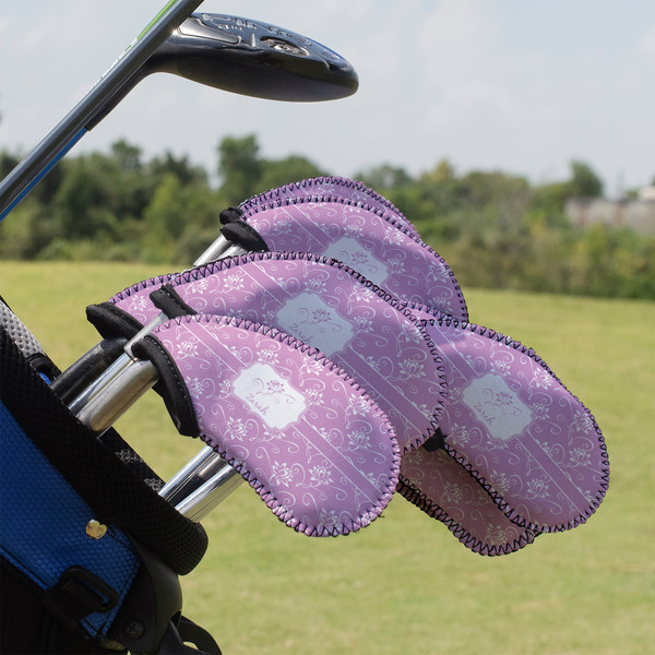 Lotus Flowers Golf Club Cover - Set of 9 - On Clubs