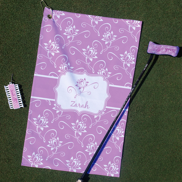 Custom Lotus Flowers Golf Towel Gift Set (Personalized)