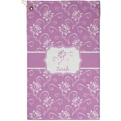 Lotus Flowers Golf Towel - Poly-Cotton Blend - Small w/ Name or Text