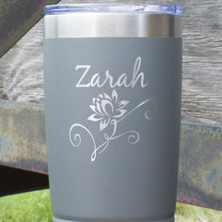 Lotus Flowers 20 oz Stainless Steel Tumbler - Grey - Single Sided (Personalized)