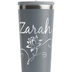 Lotus Flowers RTIC Everyday Tumbler with Straw - 28oz - Grey - Single-Sided (Personalized)