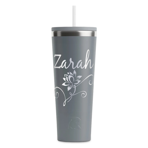 Lotus Flowers Grey RTIC Everyday Tumbler - 28 oz. - Front