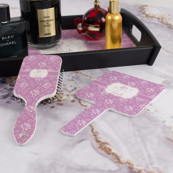 Lotus Flowers Hair Brush and Hand Mirror - Bathroom Scene