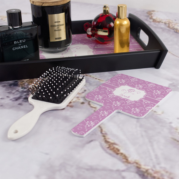 Lotus Flowers Hand Mirror - With Hair Brush