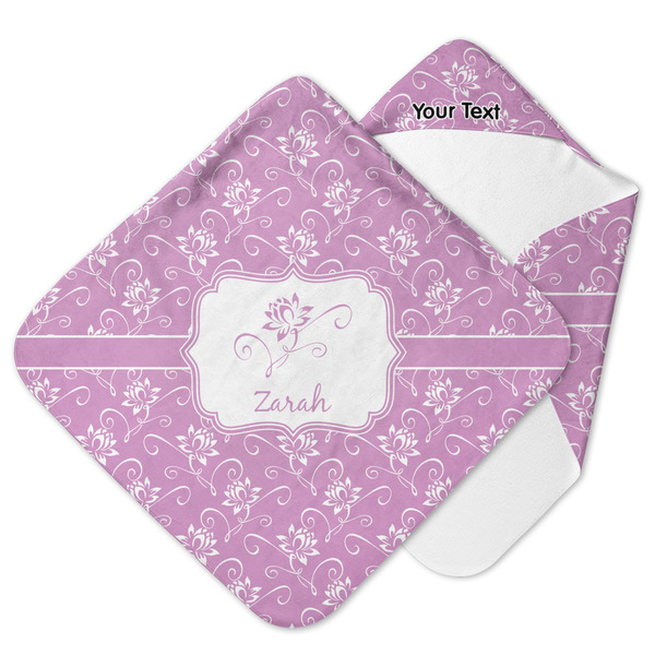 Custom Lotus Flowers Hooded Baby Towel (Personalized)