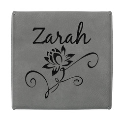 Lotus Flowers Jewelry Gift Box - Engraved Leather Lid (Personalized)