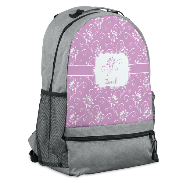 Custom Lotus Flowers Backpack - Grey (Personalized)