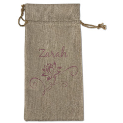 Lotus Flowers Large Burlap Gift Bag - Front (Personalized)
