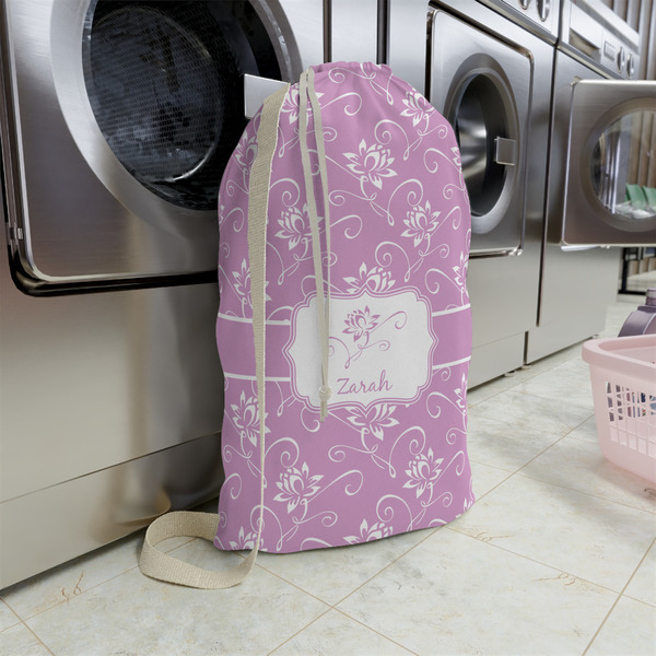 Lotus Flowers Large Laundry Bag - In Context