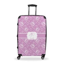 Lotus Flowers Suitcase - 28" Large - Checked w/ Name or Text