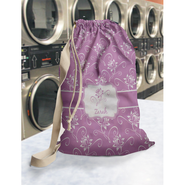 Lotus Flowers Laundry Bag in Laundromat