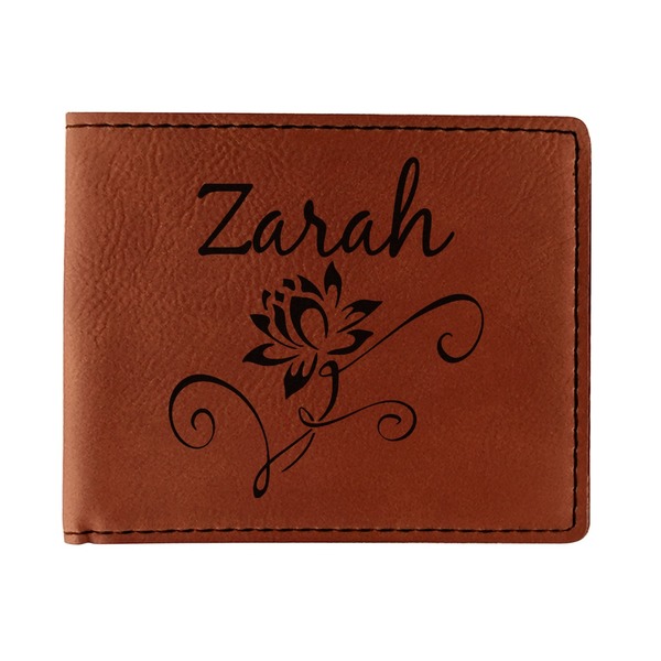 Custom Lotus Flowers Leatherette Bifold Wallet - Double Sided (Personalized)
