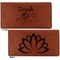 Lotus Flowers Leather Checkbook Holder Front and Back