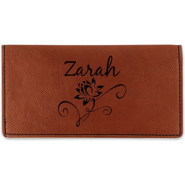 Custom Lotus Flowers Leatherette Checkbook Holder (Personalized)