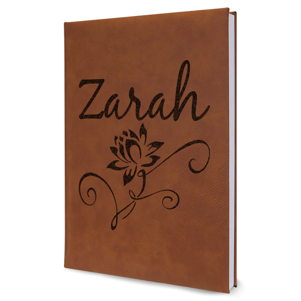 Custom Lotus Flowers Leather Sketchbook - Large - Single Sided (Personalized)