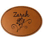Lotus Flowers Faux Leather Iron On Patch - Oval (Personalized)