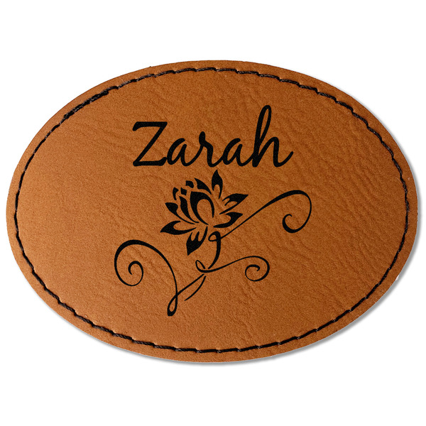Custom Lotus Flowers Faux Leather Iron On Patch - Oval (Personalized)