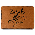 Lotus Flowers Faux Leather Iron On Patch - Rectangle (Personalized)