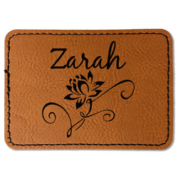 Lotus Flowers Faux Leather Iron On Patch - Rectangle (Personalized)