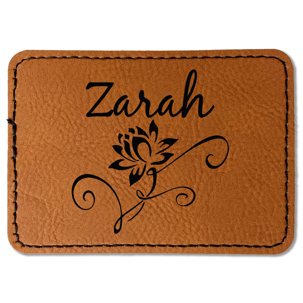 Custom Lotus Flowers Faux Leather Iron On Patch - Rectangle (Personalized)