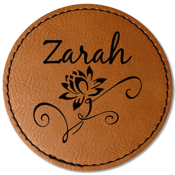Custom Lotus Flowers Faux Leather Iron On Patch - Round (Personalized)