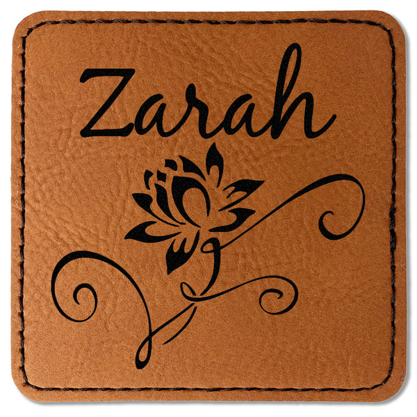 Custom Lotus Flowers Faux Leather Iron On Patch - Square (Personalized)
