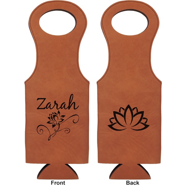 Lotus Flowers Leatherette Wine Tote Double Sided - Front and Back