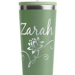 Lotus Flowers RTIC Everyday Tumbler with Straw - 28oz - Light Green - Double-Sided (Personalized)