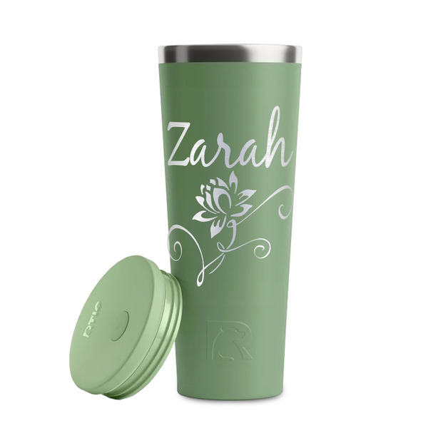 Lotus Flowers Light Green RTIC Everyday Tumbler - 28 oz. - Lid Off