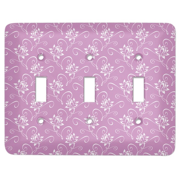 Custom Lotus Flowers Light Switch Cover (3 Toggle Plate)