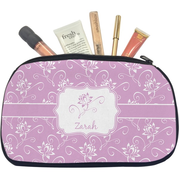 Custom Lotus Flowers Makeup / Cosmetic Bag - Medium (Personalized)