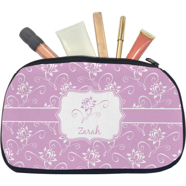 Custom Lotus Flowers Makeup / Cosmetic Bag - Medium (Personalized)