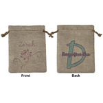 Lotus Flowers Medium Burlap Gift Bag - Front & Back (Personalized)