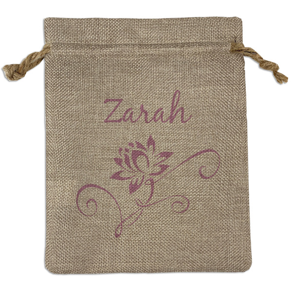 Custom Lotus Flowers Burlap Gift Bag (Personalized)
