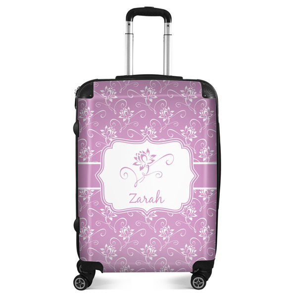 Custom Lotus Flowers Suitcase - 24" Medium - Checked (Personalized)