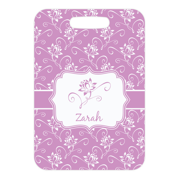 Lotus Flowers Metal Luggage Tag - Front Without Strap