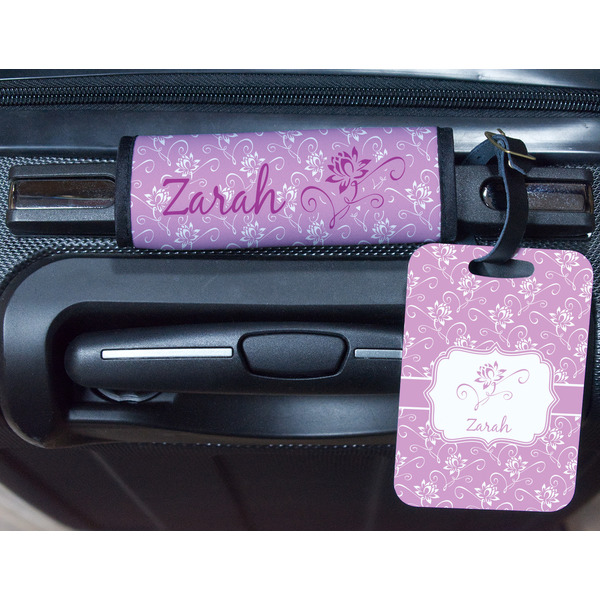 Lotus Flowers Metal Luggage Tag & Handle Wrap - In Context