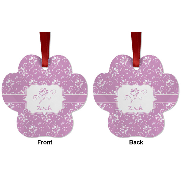 Lotus Flowers Metal Paw Ornament - Front and Back